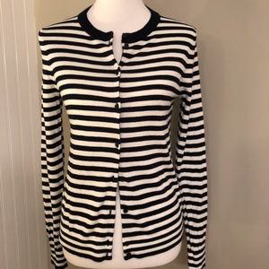 J. Crew Caryn Cardigan Navy/White stripe